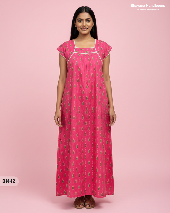 Cotton Printed Nighties | Comfortable Free Size Nightwear for Women