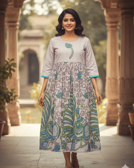 Cotton Long Frock with Half Lavender Colour