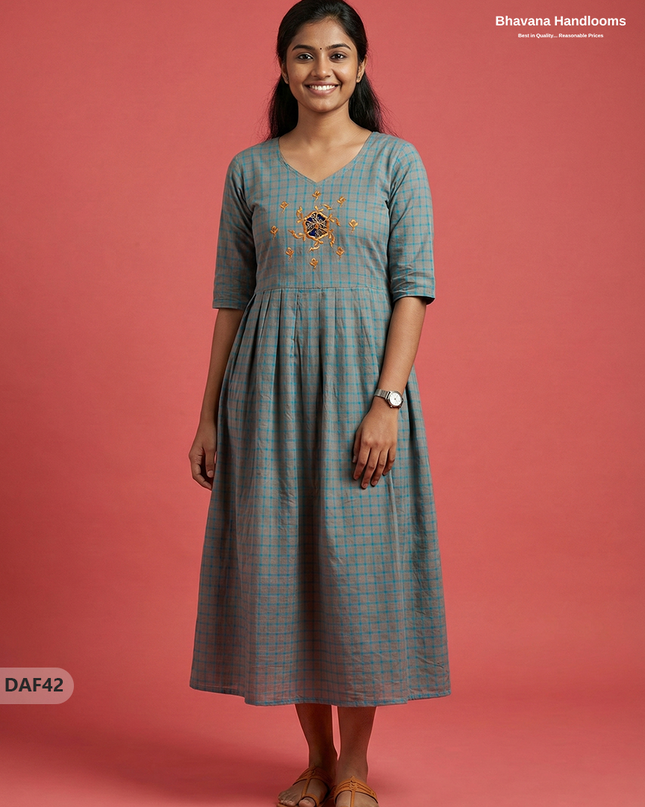 Comfortable Daily Wear Cotton Frock – Gray Colour | Half Lining