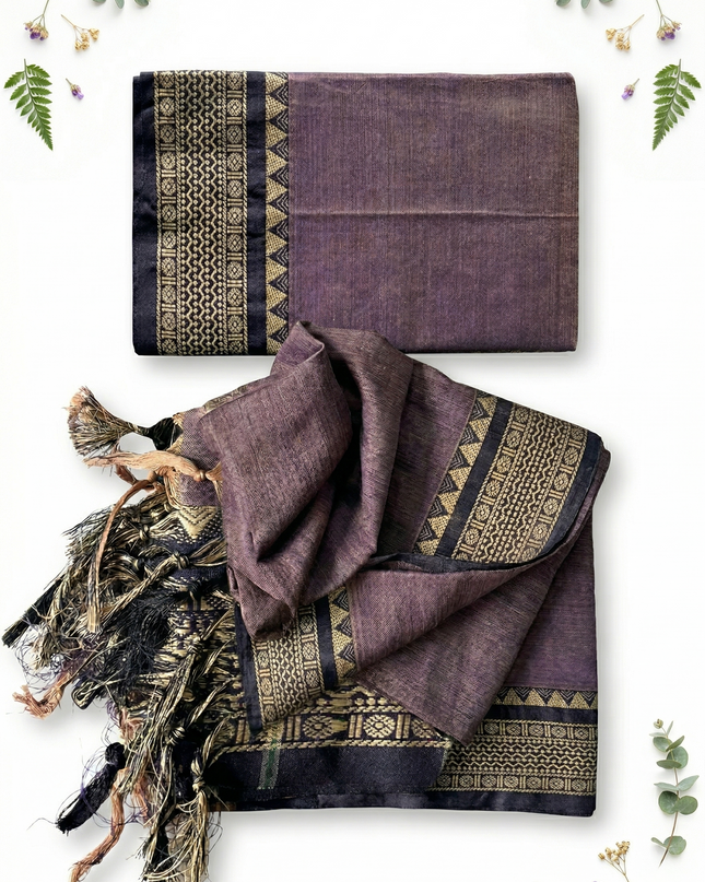 Traditional wear Narayanpet Mercerised cotton dress material with Dirty Purple colour