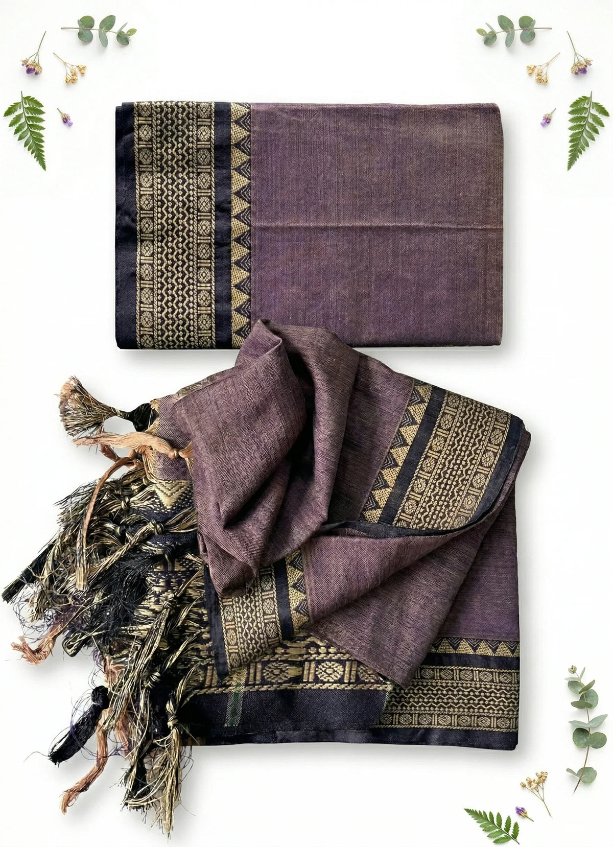 Traditional wear Narayanpet Mercerised cotton dress material with Dirty Purple colour