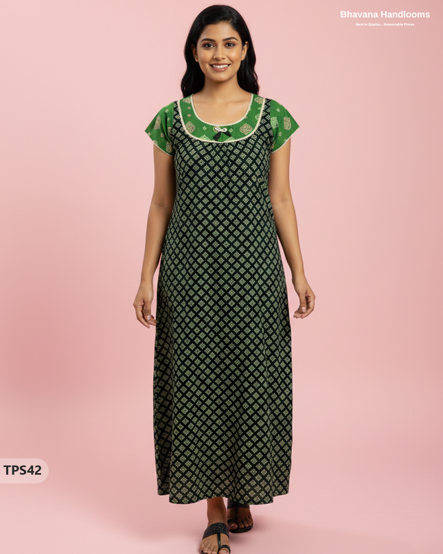 Cotton Printed Nighties | Comfortable Free Size Nightwear for Women