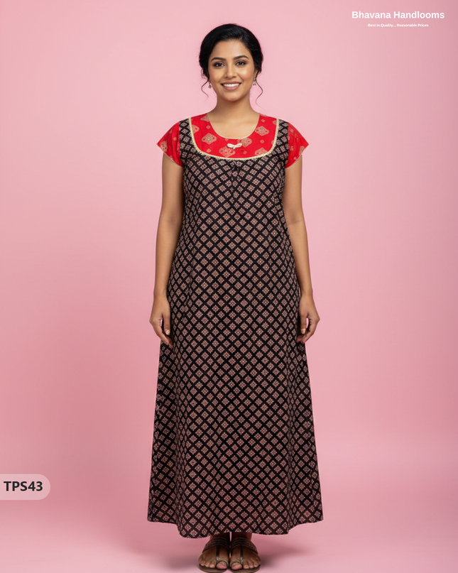 Cotton Printed Nighties | Comfortable Free Size Nightwear for Women