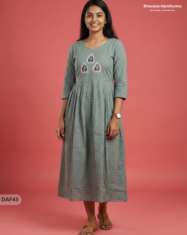 Comfortable Daily Wear Cotton Frock – Gray Colour | Half Lining