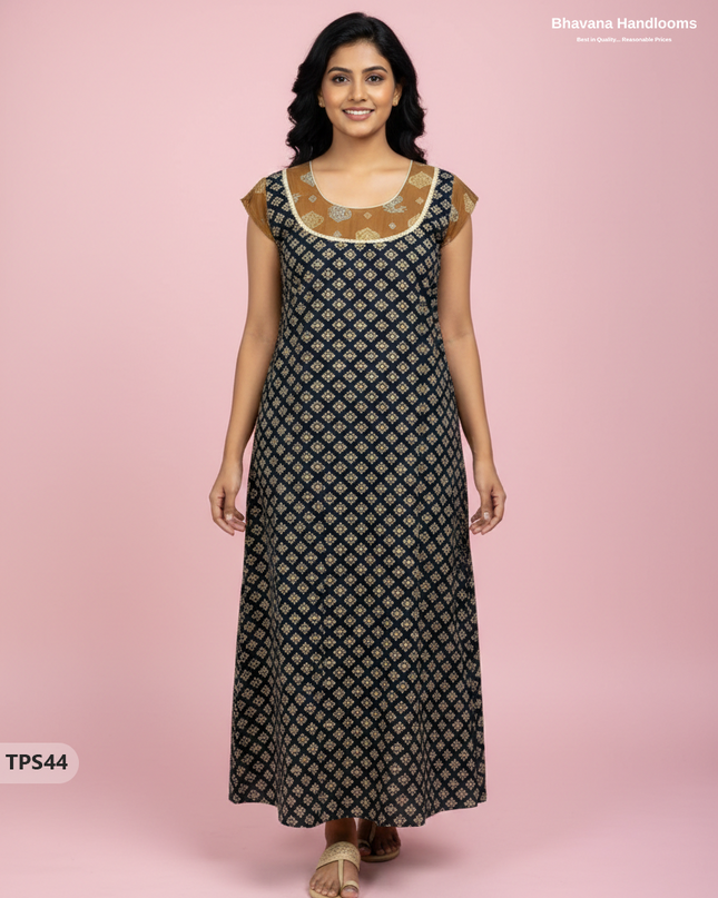 Cotton Printed Nighties | Comfortable Free Size Nightwear for Women