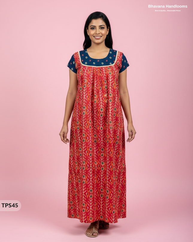 Cotton Printed Nighties | Comfortable Free Size Nightwear for Women