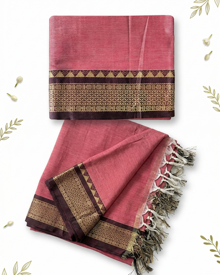 Traditional wear Narayanpet Mercerised cotton dress material with Pink colour