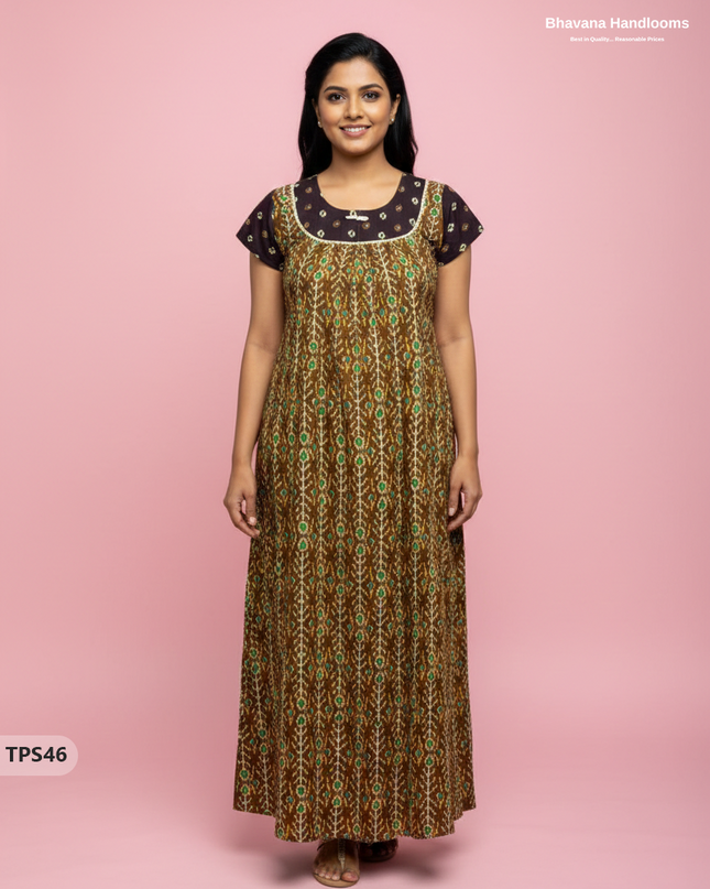 Cotton Printed Nighties | Comfortable Free Size Nightwear for Women