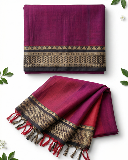 Traditional wear Narayanpet Mercerised cotton dress material with Pinkish Red colour