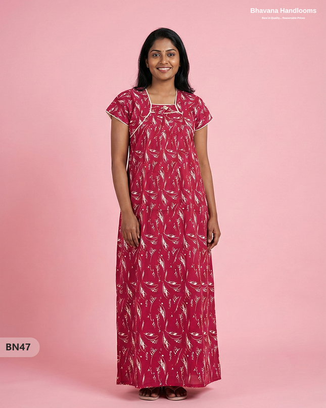 Cotton Printed Nighties | Comfortable Free Size Nightwear for Women
