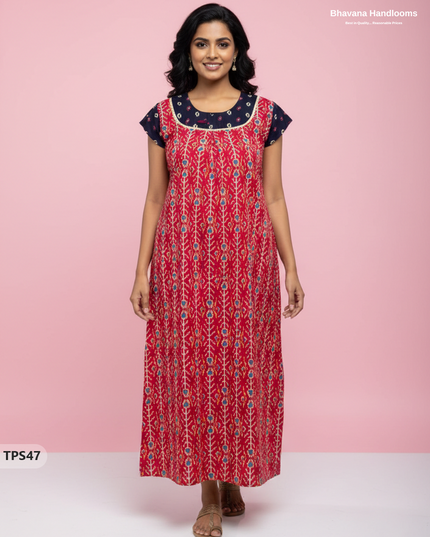 Cotton Printed Nighties | Comfortable Free Size Nightwear for Women