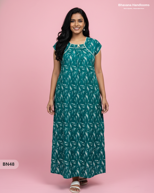 Cotton Printed Nighties | Comfortable Free Size Nightwear for Women