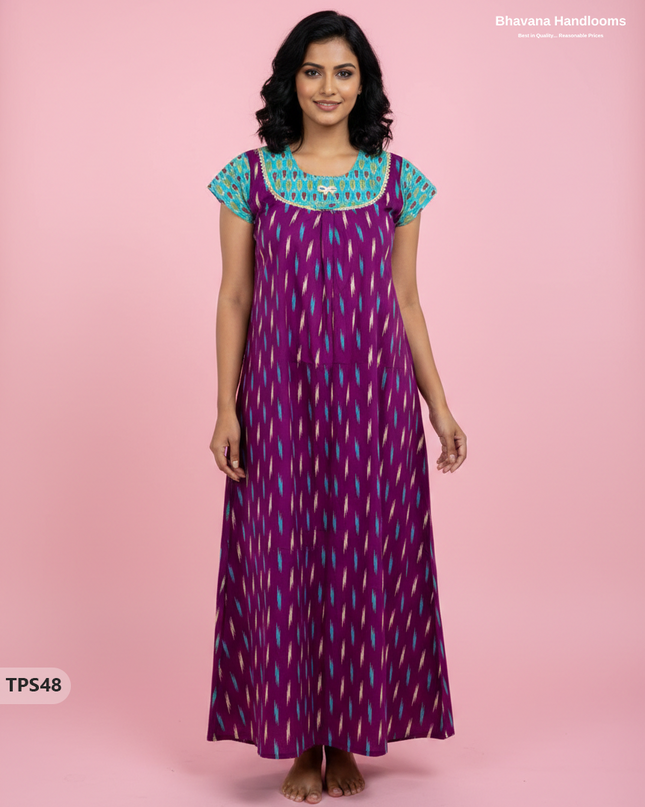 Cotton Printed Nighties | Comfortable Free Size Nightwear for Women