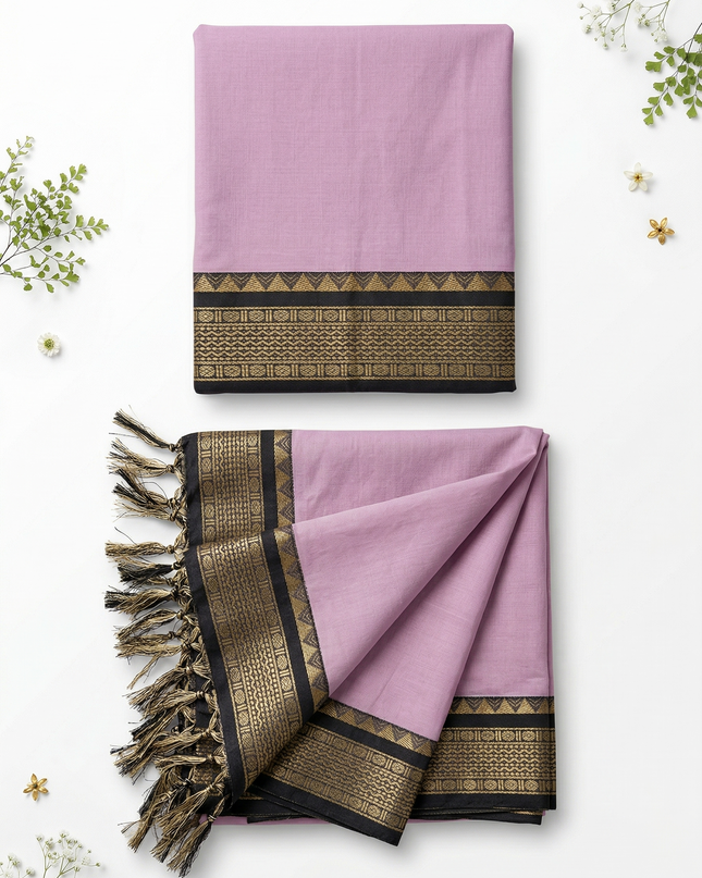 Traditional wear Narayanpet Mercerised cotton dress material with Baby Pink colour