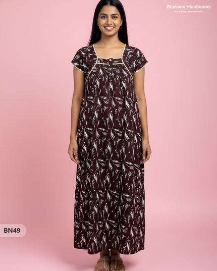 Cotton Printed Nighties | Comfortable Free Size Nightwear for Women