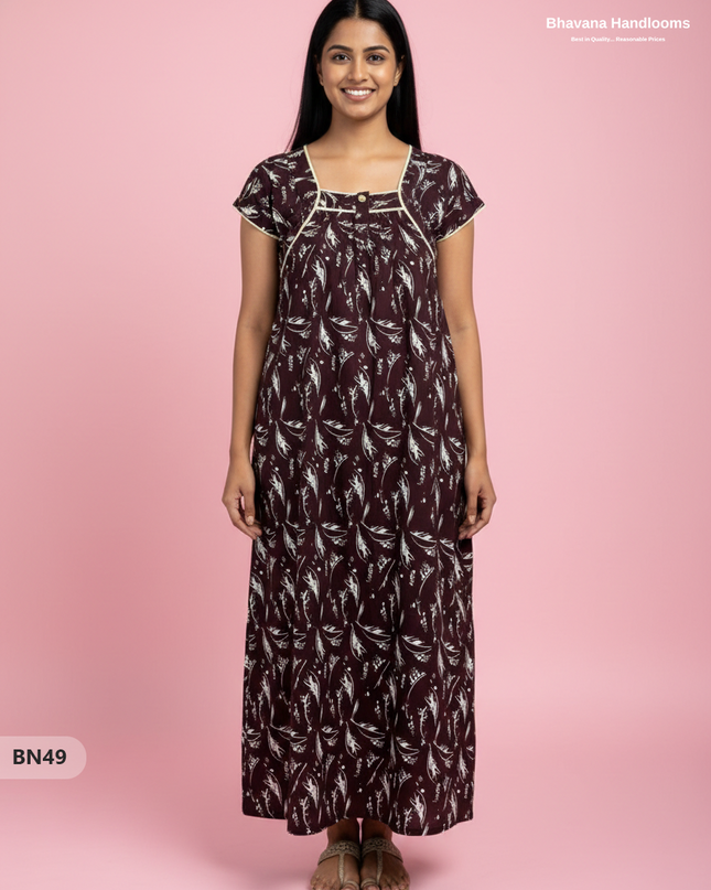 Cotton Printed Nighties | Comfortable Free Size Nightwear for Women