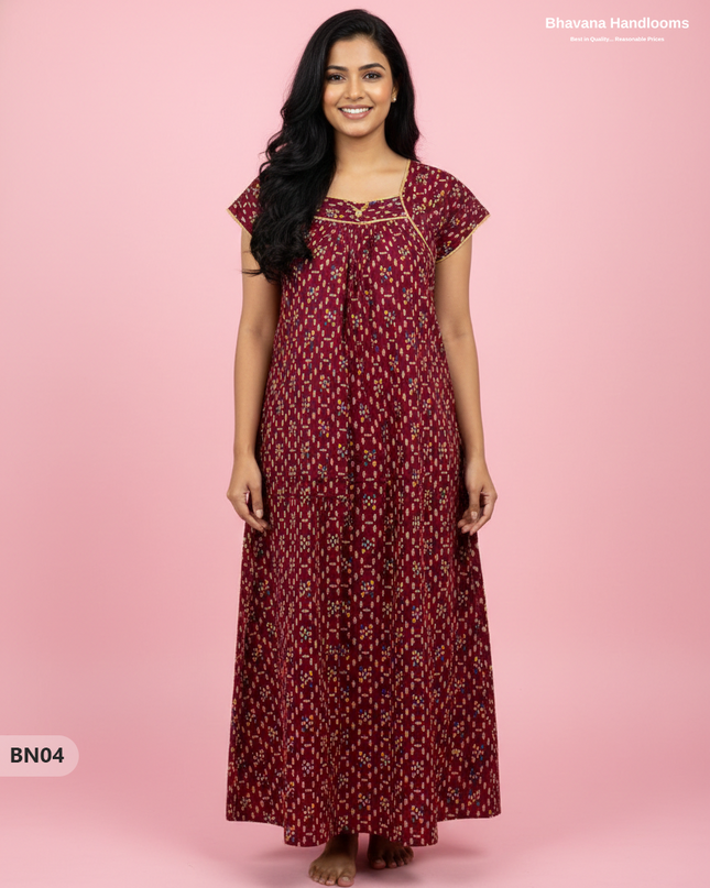 Cotton Printed Nighties | Comfortable Free Size Nightwear for Women