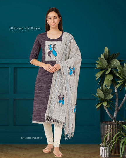 Radha Krishna Cotton Readymade Kurti for Women – Purple Gray Straight Cut with Full-Length Lining