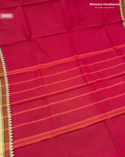 Authentic Kanchi Cotton Handloom Saree – Red Colour (Without Blouse)