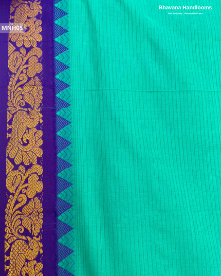 Mini Gadwal Cotton Saree in Sea Blue with Small Zari Border | Without Blouse