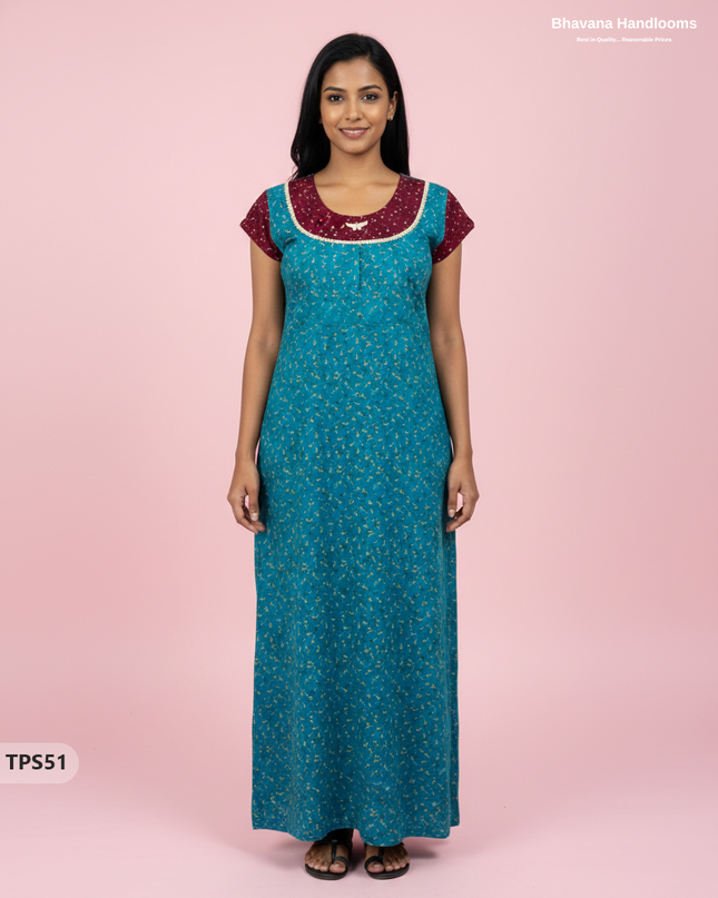 Cotton Printed Nighties | Comfortable Free Size Nightwear for Women
