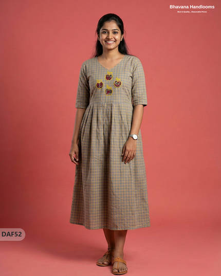 Comfortable Daily Wear Cotton Frock – Gray Colour | Half Lining