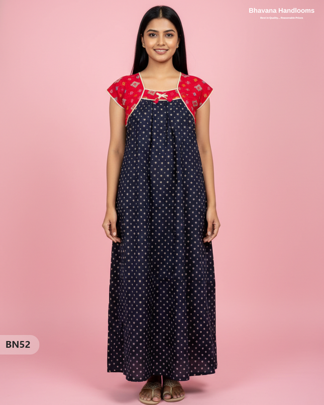 Cotton Printed Nighties | Comfortable Free Size Nightwear for Women