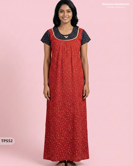 Cotton Printed Nighties | Comfortable Free Size Nightwear for Women