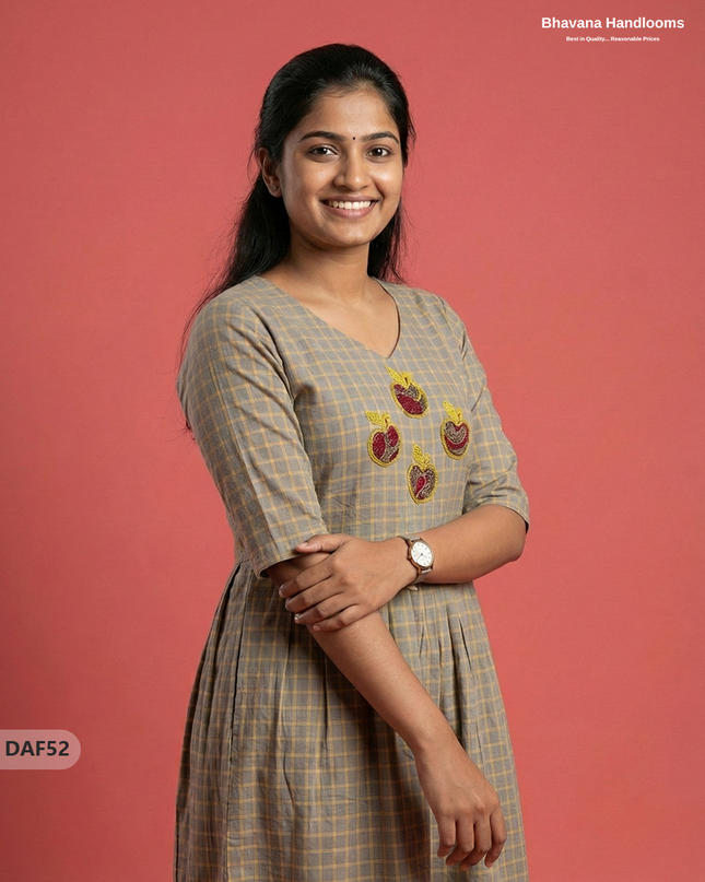Comfortable Daily Wear Cotton Frock – Gray Colour | Half Lining