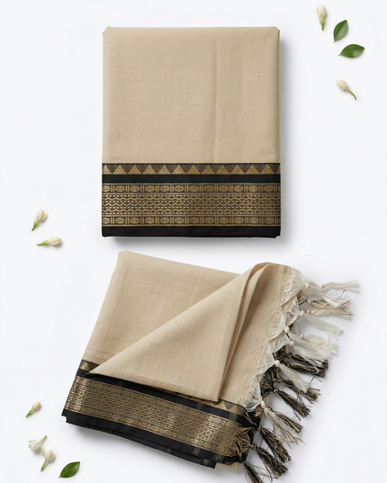 Traditional wear Narayanpet Mercerised cotton dress material with Half White colour