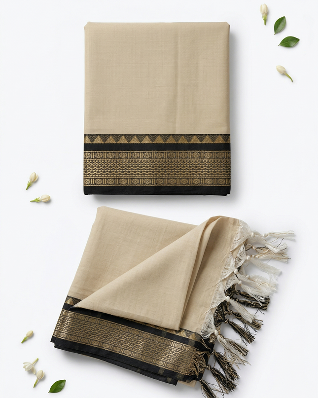 Traditional wear Narayanpet Mercerised cotton dress material with Half White colour