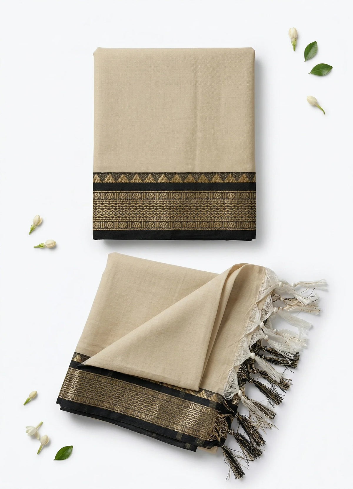Traditional wear Narayanpet Mercerised cotton dress material with Half White colour
