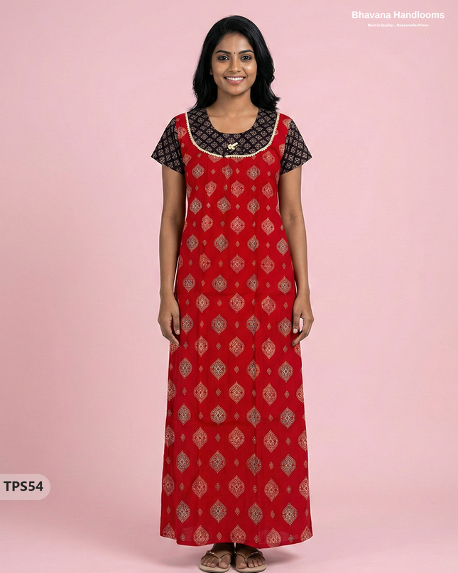Cotton Printed Nighties | Comfortable Free Size Nightwear for Women