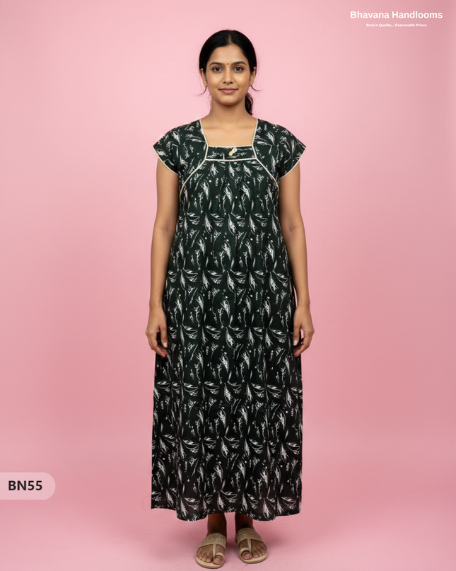 Cotton Printed Nighties | Comfortable Free Size Nightwear for Women