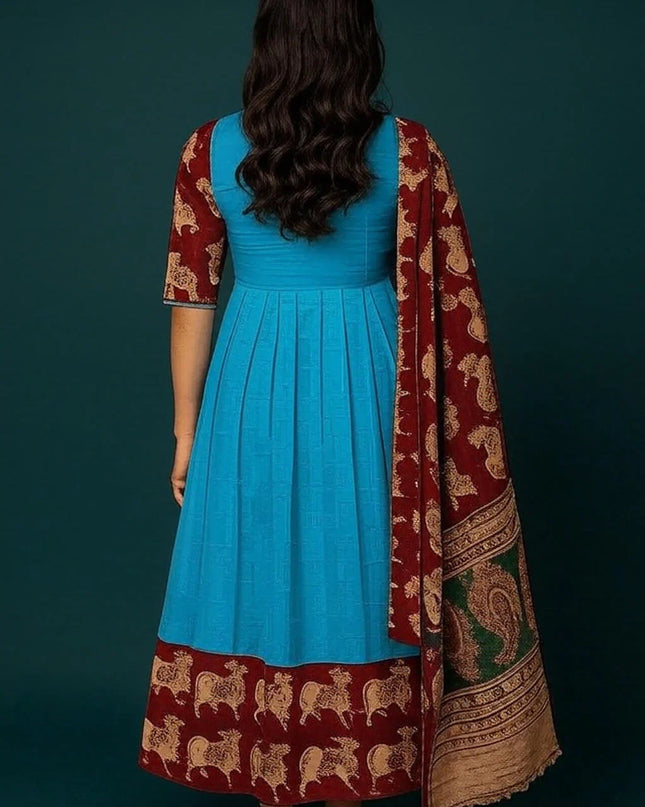 Premium 2-Piece Frock Set Sky Blue Colour – Bhavana Originals Exclusive