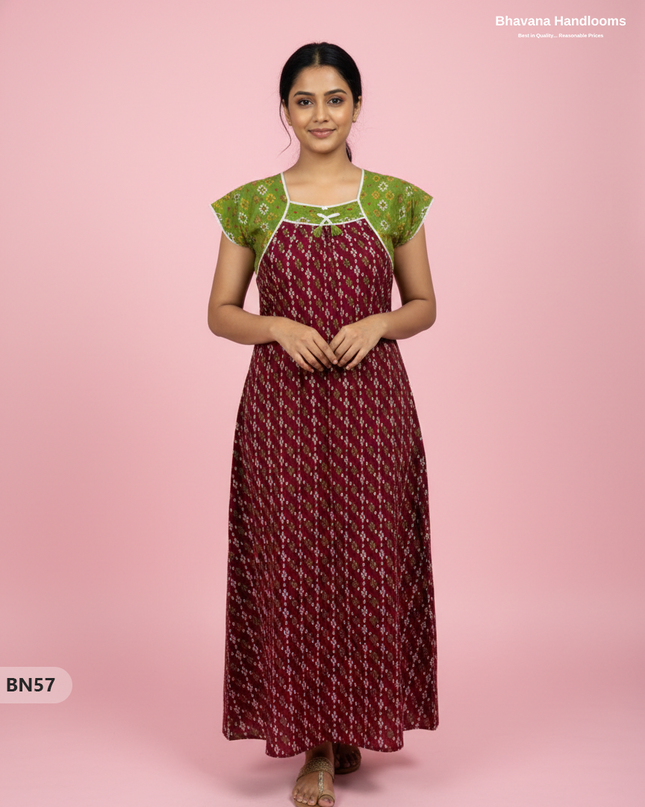 Cotton Printed Nighties | Comfortable Free Size Nightwear for Women