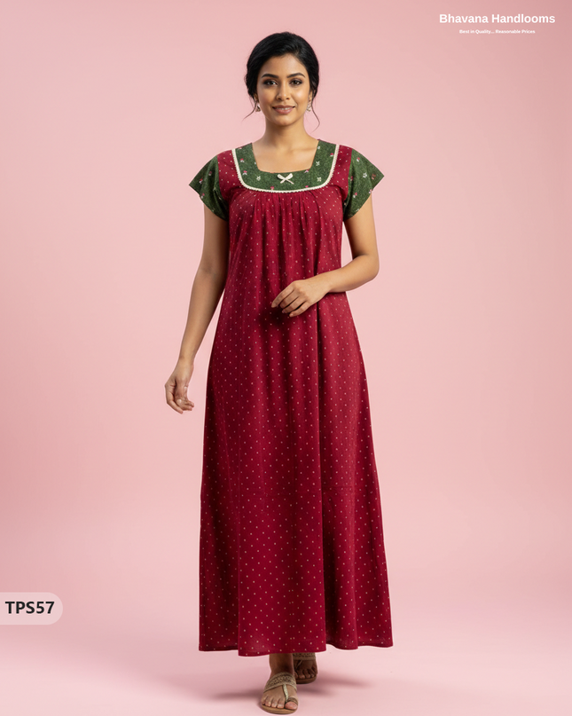 Cotton Printed Nighties | Comfortable Free Size Nightwear for Women
