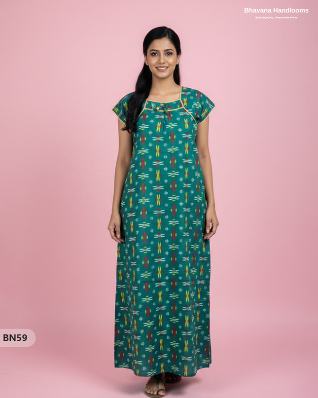 Cotton Printed Nighties | Comfortable Free Size Nightwear for Women