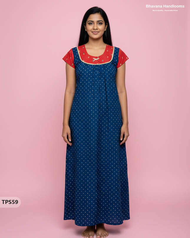 Cotton Printed Nighties | Comfortable Free Size Nightwear for Women