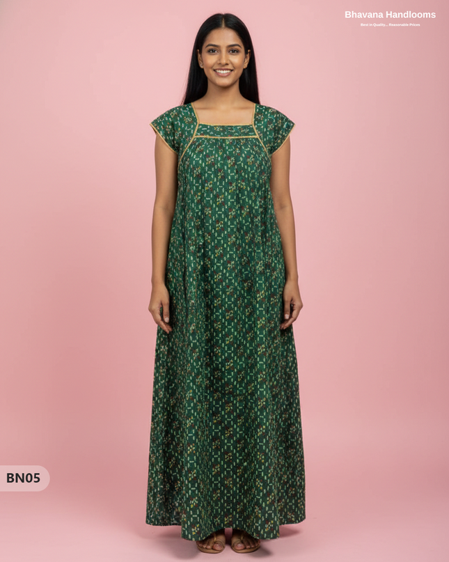 Cotton Printed Nighties | Comfortable Free Size Nightwear for Women
