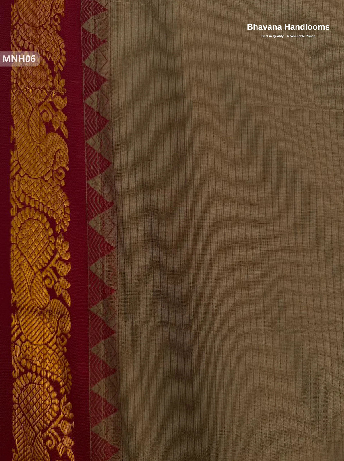 Mini Gadwal Cotton Saree in Brown with Small Zari Border | Without Blouse