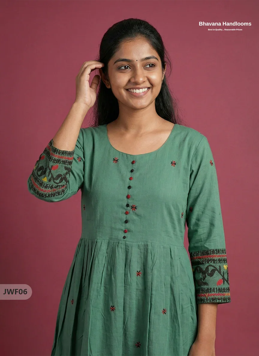 Exclusive Premium Jacquard Woven Frock in Light Green | 120 Count Fabric | Limited Edition