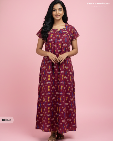 Cotton Printed Nighties | Comfortable Free Size Nightwear for Women