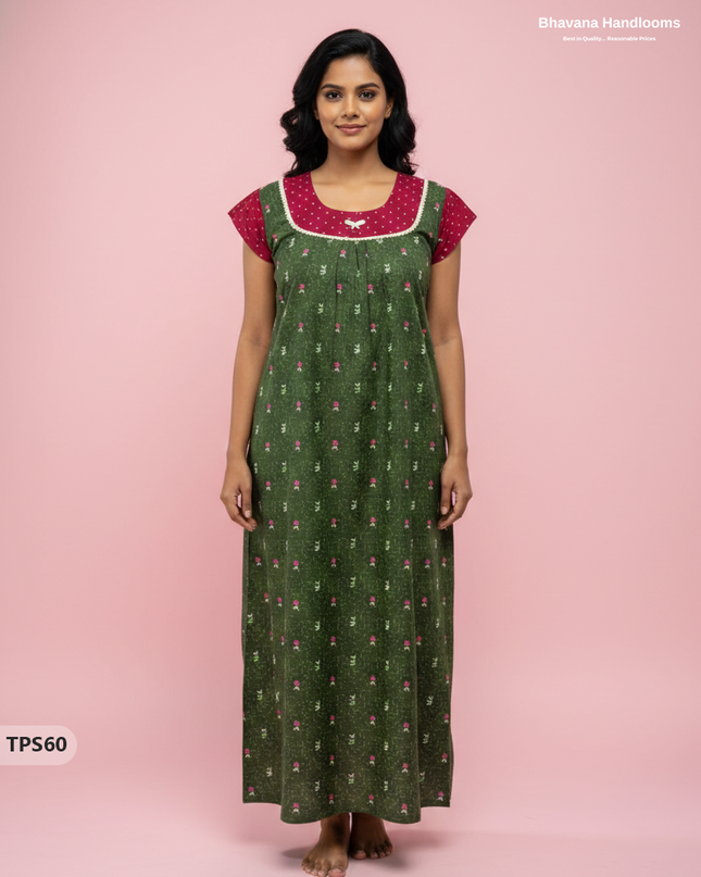 Cotton Printed Nighties | Comfortable Free Size Nightwear for Women