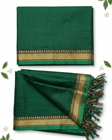 Traditional wear Narayanpet Mercerised cotton dress material with Drak Green colour