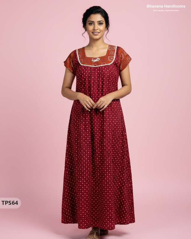 Cotton Printed Nighties | Comfortable Free Size Nightwear for Women