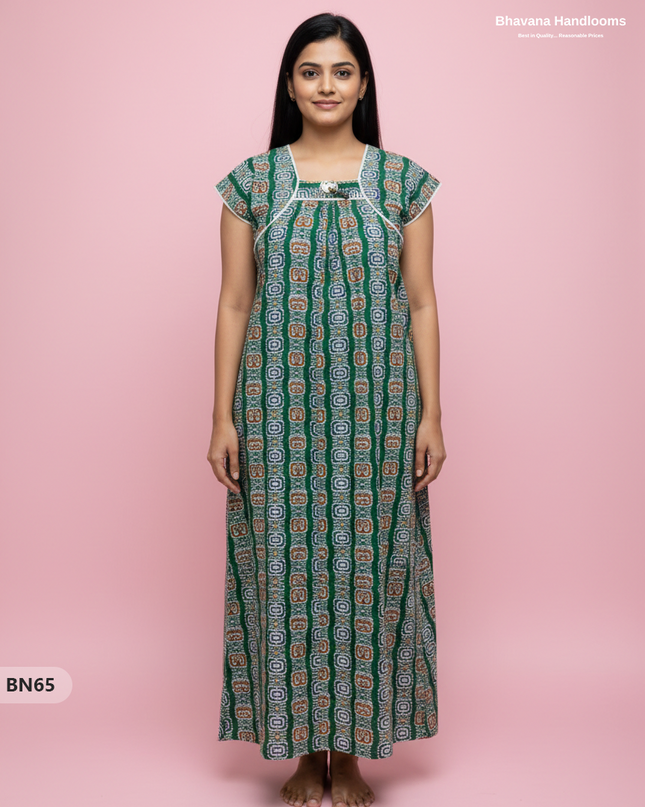 Cotton Printed Nighties | Comfortable Free Size Nightwear for Women