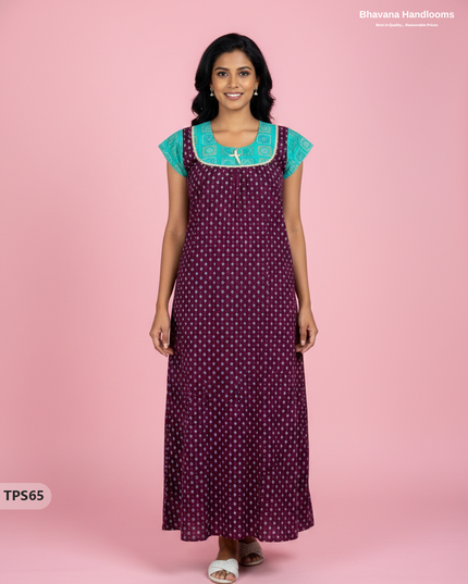 Cotton Printed Nighties | Comfortable Free Size Nightwear for Women