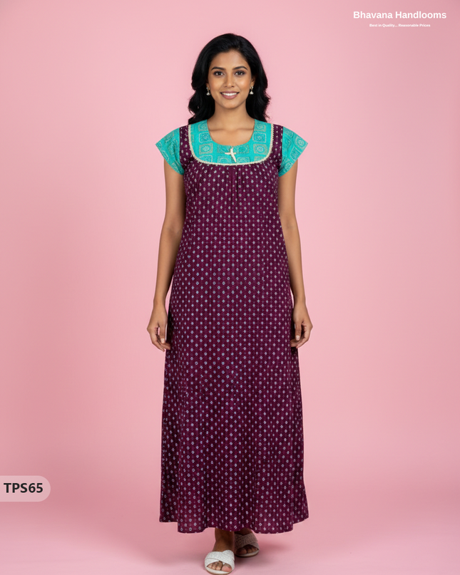 Cotton Printed Nighties | Comfortable Free Size Nightwear for Women