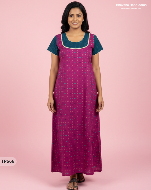 Cotton Printed Nighties | Comfortable Free Size Nightwear for Women